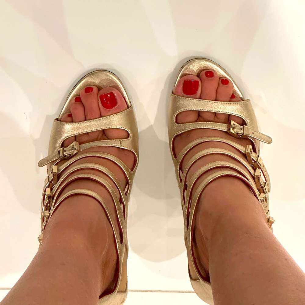 Cesare Paciotti Gold Strappy sandals heels pumps shoes size 8 - Picture 5 of 9